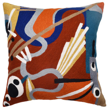 Kandinsky Pillow Cover Intuitive Flow II Wool Hand Embroidered Wool 18x18