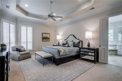 Photo of a transitional bedroom in Dallas.