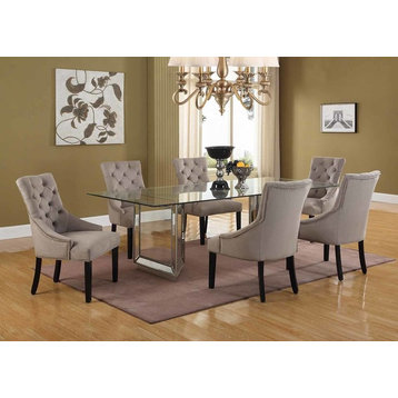 Nicolette Mirrored Silver Dining Table, 96"