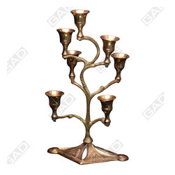 CANDLE STAND 7 LIGHTS TREE GOLD POLISHED - Candle Holders & Candelabra