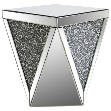 End Table With Square Mirrored Top, Clear