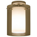 Besa Lighting - Besa Lighting 1KM-C00607-SN Pahu 8 - One Light Flush Mount - Pahu is a distinctive double-glass semi-flush mount ceiling fixture with an inner opal cylinder centered within a transparent outer glass Our Trans-Amethyst colored blown glass complements the soft white Opal cased glass, which can suit any classic or modern decor. Opal has a very tranquil glow that is pleasing in appearance, as the Trans-Amethyst glass sparkles with the accents from that glow. The smooth satin finish on the opal�s outer layer is a result of an extensive etching process. This blown glass combination is handcrafted by a skilled artisan, utilizing century-old techniques passed down from generation to generation. The semi-flush fixture is equipped with a low profile flat canopy, with machined and plated glass holder hardware. These stylish and functional luminaries are offered in a beautiful Satin Nickel finish.  Shade Included: TRUEPahu 8 One Light Flush Mount Satin Nickel Transparent Amethyst/Opal Glass *UL Approved: YES *Energy Star Qualified: n/a  *ADA Certified: n/a  *Number of Lights: Lamp: 1-*Wattage:100w A19 Medium base bulb(s) *Bulb Included:No *Bulb Type:A19 Medium base *Finish Type:Satin Nickel