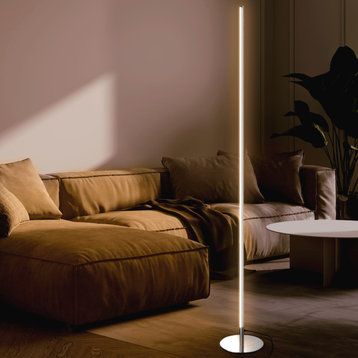 Iris 59.5" LED Integrated Floor Lamp, Chrome