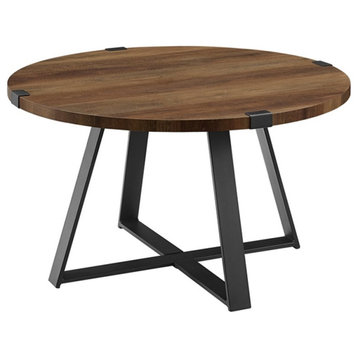 30" Metal Wrap Round Coffee Table - Reclaimed Barnwood and Black