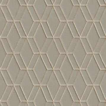Textured Wallpaper, Rhomboid Trellis, Taupe Champagne Gray Beige, 1 Roll