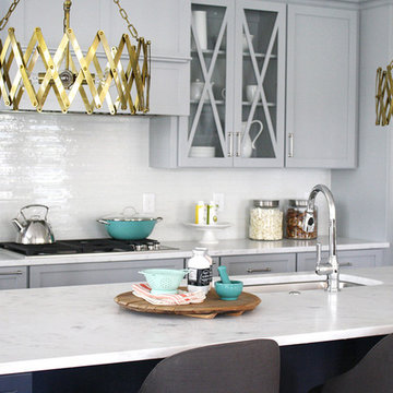 White Moura Marble Kitchen