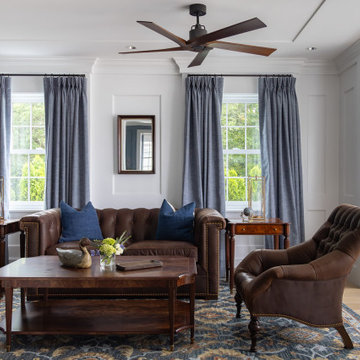 Upscale Maritime in Mystic Living Room and Den