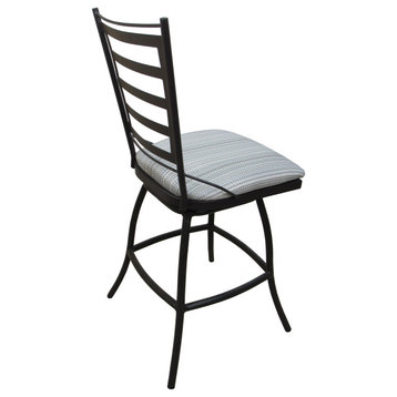 Outdoor Patio Stool Jenna Without Arms, Natural Fun on Dark Nut, 35", Without Arms