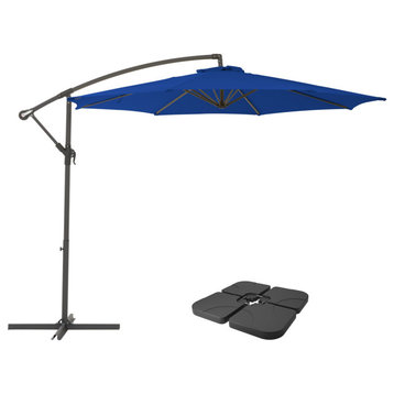 Corliving 9.5Ft Uv Resistant Offset Patio Umbrella And Patio Base Weights