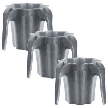 YBM Home Plastic Star Shaped Wash Cup With Dual Handle, Gray Marble, 3-Pack