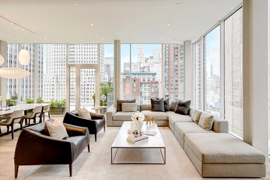 Inspiration for a contemporary open concept living room remodel in New York