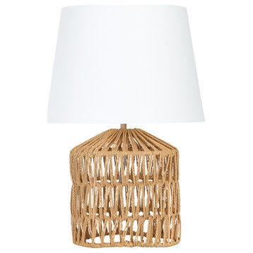 Drum-Shaped Rope Table Lamp With Empire Shade