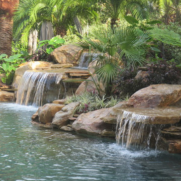 Tropical garden waterfall in Miami South Florida