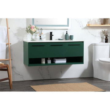 Elegant Decor Roman 48" Aluminum Alloy MDF Single Bathroom Vanity in Green