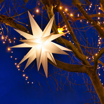 12" White LED Lighted Moravian Star Hanging Christmas Decoration