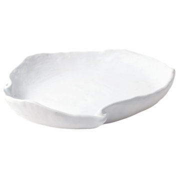 Rustic White Ceramic Modern Pinch Bowl Platter FreeForm Sculpture Designer Italy