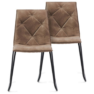 Diamond Tufted Stackable Chair Set (2) | Rivi√®ra Maison Venice Park, Brown