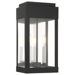 Livex Lighting - Livex Lighting 21235-04 York, 16.25" 2 Light Outdoor Wall Lantern, Black - The simple rectangular shape of the York collectioYork 16.25 Inch 2 Li Black Clear Glass *UL: Suitable for wet locations Energy Star Qualified: n/a ADA Certified: n/a  *Number of Lights: 2-*Wattage:60w Candelabra Base bulb(s) *Bulb Included:No *Bulb Type:Candelabra Base *Finish Type:Black
