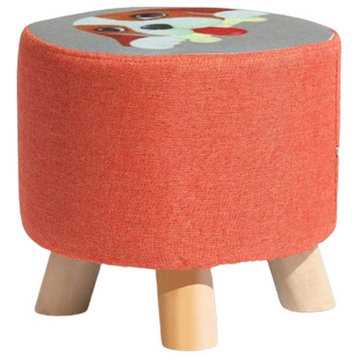 Round Modern Ottoman Made of Solid Wood, D
