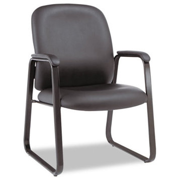 Alera Genaro Series Guest Chair, Black Leather, Sled Base