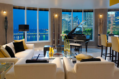 Living room - contemporary living room idea in Miami