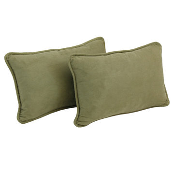 20"X12" Double-Corded Solid Microsuede Back Support Pillows Set of 2, Sage Green