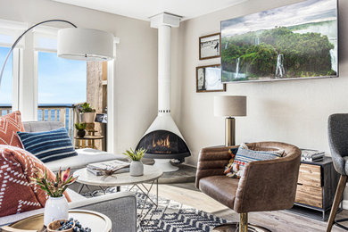 Design ideas for a beach style family room in San Francisco.