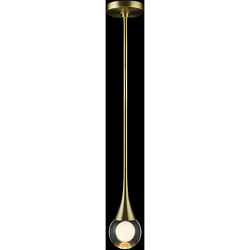 Luna IV 1 Light Pendant, Brass