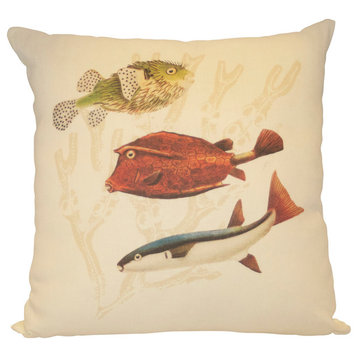 Juniper Road Collection, Blowfish With Coral, Linen With Feather Down Insert