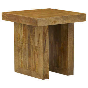 24" Square Rustic Reclaimed Wood Planks End Side Accent Table Lorna