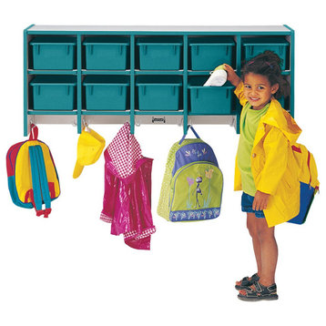 Rainbow Accents 10 Section Wall Mount Coat Locker - without Trays - Teal