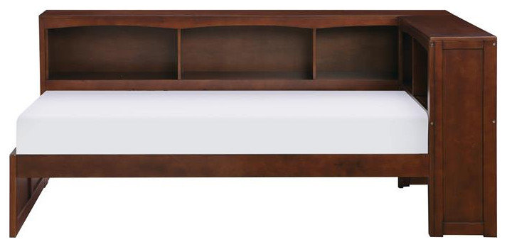 Lexicon Rowe 5-Shelf Transitional Wood Twin Bookcase Corner Bed in Dark ...
