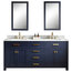 72" Monarch Blue Double Sink Bathroom Vanity