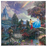 Thomas Kinkade Studios - Cinderella Wishes Upon a Dream, Gallery Wrapped Canvas, 14"x14" - Featuring Thomas Kinkade best-loved images, our Gallery Wraps are perfect for any space. Each wrap is crafted with our premium canvas reproduction techniques and hand wrapped around a deep, hardwood stretcher bar. Hung as an ensemble or by itself, this frame-less presentation gives you a versatile way to display art in your home.