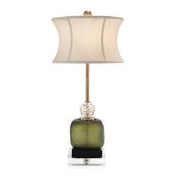 John Richard - Green Glass Buffet Table Lamp Set of 2 - Lamp Sets
