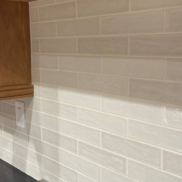 Classic Wood Kitchen with Modern Glass Backsplash