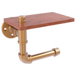 Allied Brass - Pipeline Toilet Paper Holder with Wood Shelf, Brushed Bronze - The Pipeline collection is the latest innovation for bathroom fittings from the Allied Brass Brand of products. This toilet tissue holder gives the industrial look of pipe fittings while blending aptly with both modern and traditional bathroom decor. Toilet Paper holder with wood shelf above the roll provides a handy space to hold just about anything. This accessory is powder coated with lifetime materials to provide a decorative and clean finish. No wonder, this toilet tissue holder gives continual service for years without any trouble. The choice of superior materials makes this item free from corrosion and rust. Toilet paper holder mounts firmly with color coordinating screws and comes with a limited lifetime warranty.