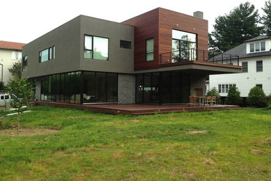 Mid-sized contemporary multicolored two-story mixed siding exterior home idea in DC Metro