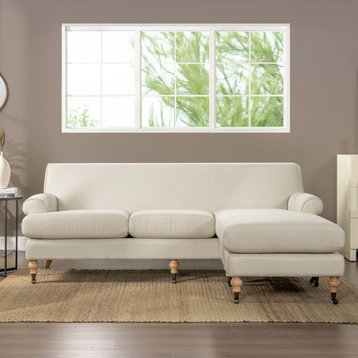 Alana 88" L-Shape Reversible Sectional Sofa, Light Beige Linen