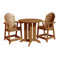 Highwood - Adirondack Hamilton 3pc Round Counter Height Outdoor Dining Set, Toffee - Outdoor Dining Sets