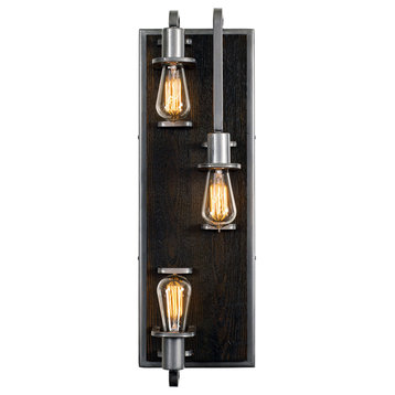 Varaluz 268W03 Lofty 3 Light 24" Tall Wall Sconce - Steel and Faux Zebrawood