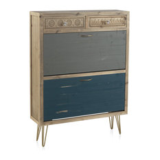 Textured Wooden Shoe Cabinet