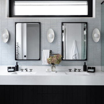 Ensuite Bathroom Makeover with Double Sinks and Sleek Quartz Countertops