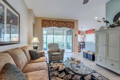 Photo of a large modern formal enclosed living room in Sunshine Coast with a built-in media wall.