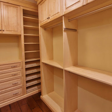 Maple his and her walk in closets