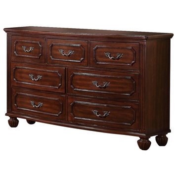 Wooden Dresser with 7 Drawers in Brown