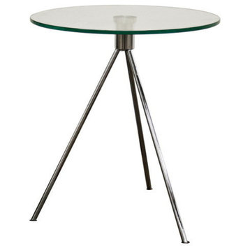 Baxton Studio Triplet Round Glass Top End Table With Tripod Base