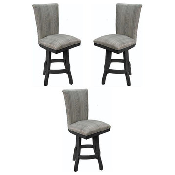Home Square 26" Swivel Wood Counter Stool in Natural Fun & Gray - Set of 3