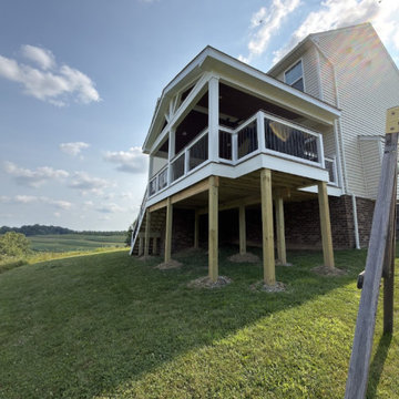 Custom Gable-Roof Deck with Wood Ceiling