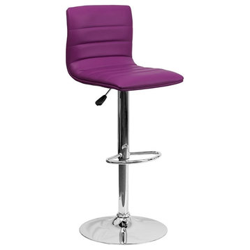 Bowery Hill 24'' Contemporary Faux Leather Adjustable Bar Stool in Purple/Chrome